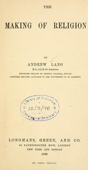 Cover of: The Making of Religion 1898