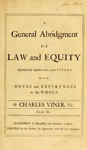 Cover of: A general abridgment of law and equity