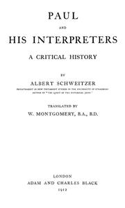 Cover of: Paul and his interpreters