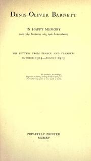 Cover of: Denis Oliver Barnett
