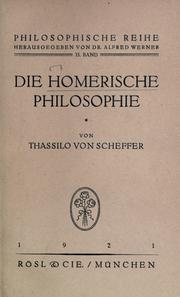 Cover image for Die Homerische Philosophie