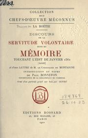Cover of: Le discours de la servitude volontaire