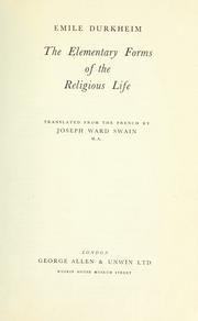 Cover of: Formes élémentaires de la vie religieuse: a study in religious sociology.