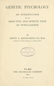 Cover of: Genetic psychology