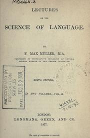 Cover of: Lectures on the science of language