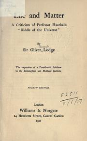 Cover of: Life and matter