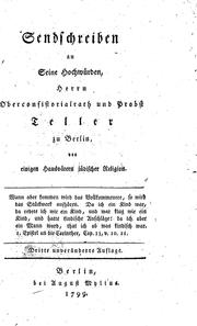 Cover of: Sendschreiben an Seine Hochwürden Herrn Oberconsistorialrath und Probst Teller zu Berlin