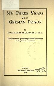 Cover of: My three years in a German prison