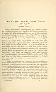Cover of: Textkritisches zur Naturalis historia des Plinius