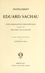 Cover of: Festschrift Eduard Sachau