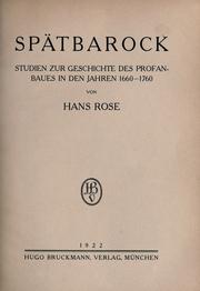 Cover of: Spätbarock