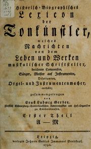 Cover of: Historisch-biographisches lexicon der tonkünkstler