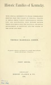 Cover of: Historic families of Kentucky