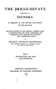 The Bṛhad-Devatā by Śaunaka