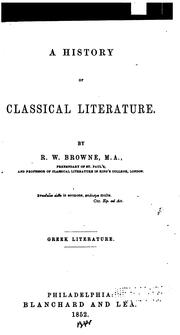 Cover image for History of Classical Literature.