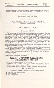 Cover of: Federal Employees' Retirement System Act of 1986