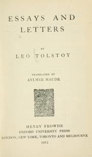 Cover of: Essays and letters