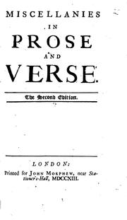 Cover of: Miscellanies in prose and verse