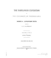 Cover of: The Babylonian Expedition of the University of Pennsylvania: Series A, Cuneiform Texts