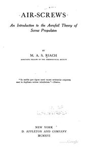 Cover of: Air-screws: An Introduction to the Aerofoil Theory of Screw Propulsion
