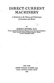 Cover of: Direct-current Machinery: A Text-book on the Theory and Performance of ..
