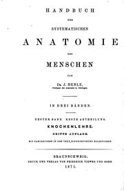 Cover of: Handbuch der systematischen Anatomie des Menschen v. 1 pt. 1-2, 1871-72
