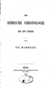 Cover of: Die römische Chronologie bis auf Caesar