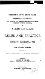 Cover image for Constitution of the United States, Jefferson's Manual: The Rules of the House of Representatives ..