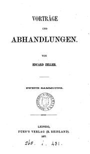 Cover of: Vorträge und Abhandlungen. 2 Samml