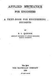 Cover of: Applied Mechanics for Engineers: A Text-book for Engineering Students