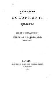 Cover of: Antimachi Colophonii Reliquiæ