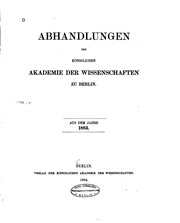 Cover of: Abhandlungen der königlichen Akademie der Wissenschaften in Berlin