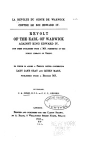 Cover of: La Revolte Du Conte de Warwick Contre Le Roi Edward IV.: Revolt of the Earl of Warwick Against ..