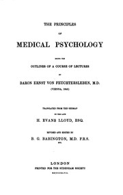 Cover of: The Principles of Medical Psychology