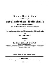 Cover of: Neue Beiträge zur Erläuterung der babylonischen Keilschrift, nebst einem Anhange über die ..