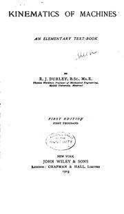 Cover of: Kinematics of Machines: An Elementary Text-book