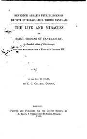 Cover of: Benedicti Abbatis Petriburgensis de vita et miraculis S. Thomae Cantuar: The ...