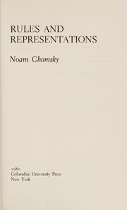 Cover of: Rules and Representations