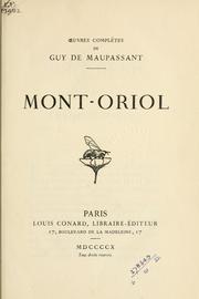 Cover of: Mont-Oriol
