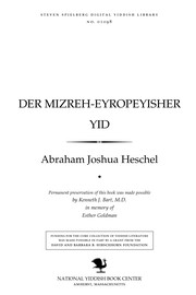 Cover of: Der mizreḥ-eyropeyisher yid