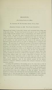 Cover of: Migrations: (The Huxley Lecture for 1906)