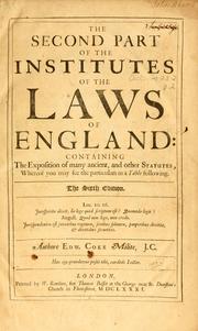Cover of: The first part of the Institutes of the Lawes of England