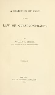 Cover image for A Selection of Cases on the Law of Quasi-contracts