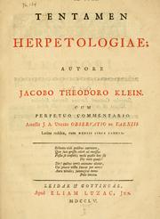 Cover of: Tentamen herpetologiae