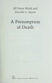 Cover of: A presumption of death