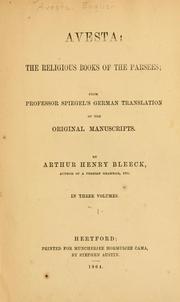 Cover of: Avesta, the religious books of the Parsees
