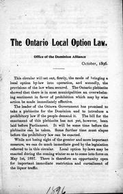 Cover image for The Ontario Local Option Law