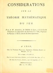 Cover of: Considerations sur la théorie mathématique du jeu