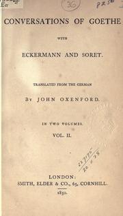 Cover of: Conversations of Goethe with Eckermann and Soret