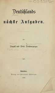 Cover of: Deutschlands nachste Aufgaben